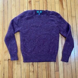 Hunting Horn 100% Shetland Wool Purple Speckled Knit Sweater Women’s Large